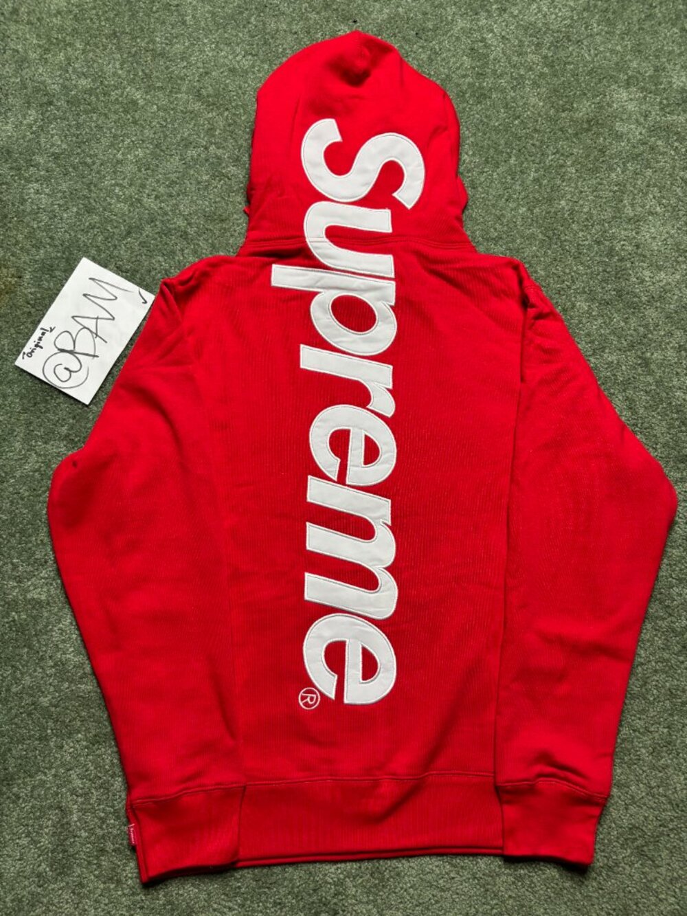 Supreme Applique Hoodie - Red/White Satin